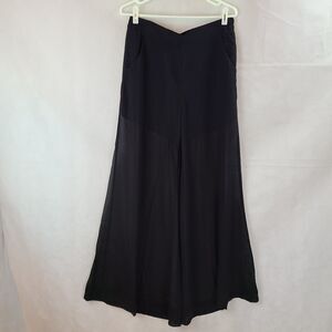 New UNIQ Women's (L) Black Sheer Wide Leg Pants with Built-in Shorts